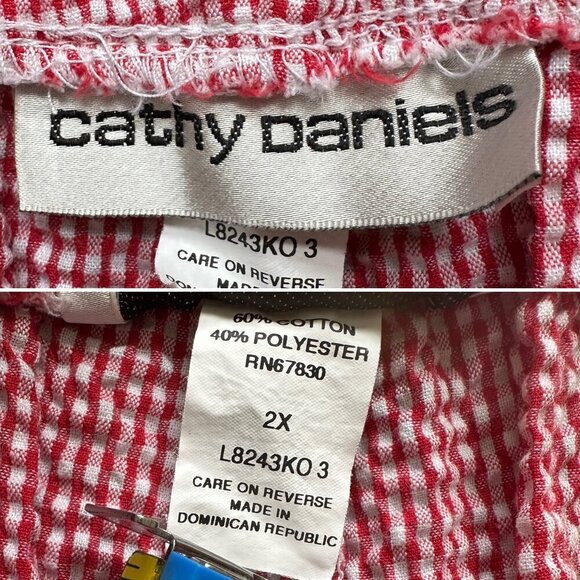 Vintage Red White Gingham Embroidered Cropped Pants Women’s Plus Size 2X Spring - Picture 14 of 14